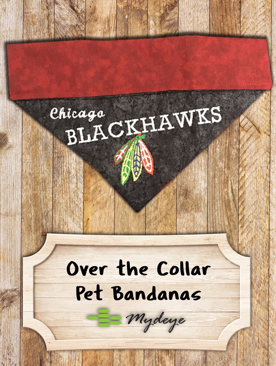 Chicago Blackhawks Dog Bandana Over the Collar Red Black Dog Etsy