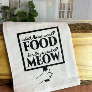 Cats on Strike Kitchen Towel: Funny Cat Decor, Food Meow Design