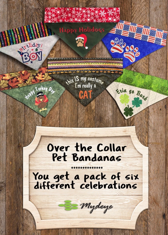 All Sizes Happy Turkey Day Bandana//Over the Collar Thanksgiving Dog Bandana//Embroidered Personalized Dog Bandana