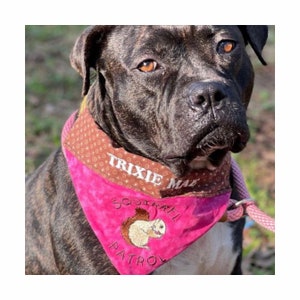 Squirrel Patrol Dog Bandana: Personalized Pink Over-the-Collar Scarf