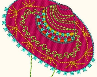 Sombrero digital embrodery file download for machine embroidery 3 sizes included