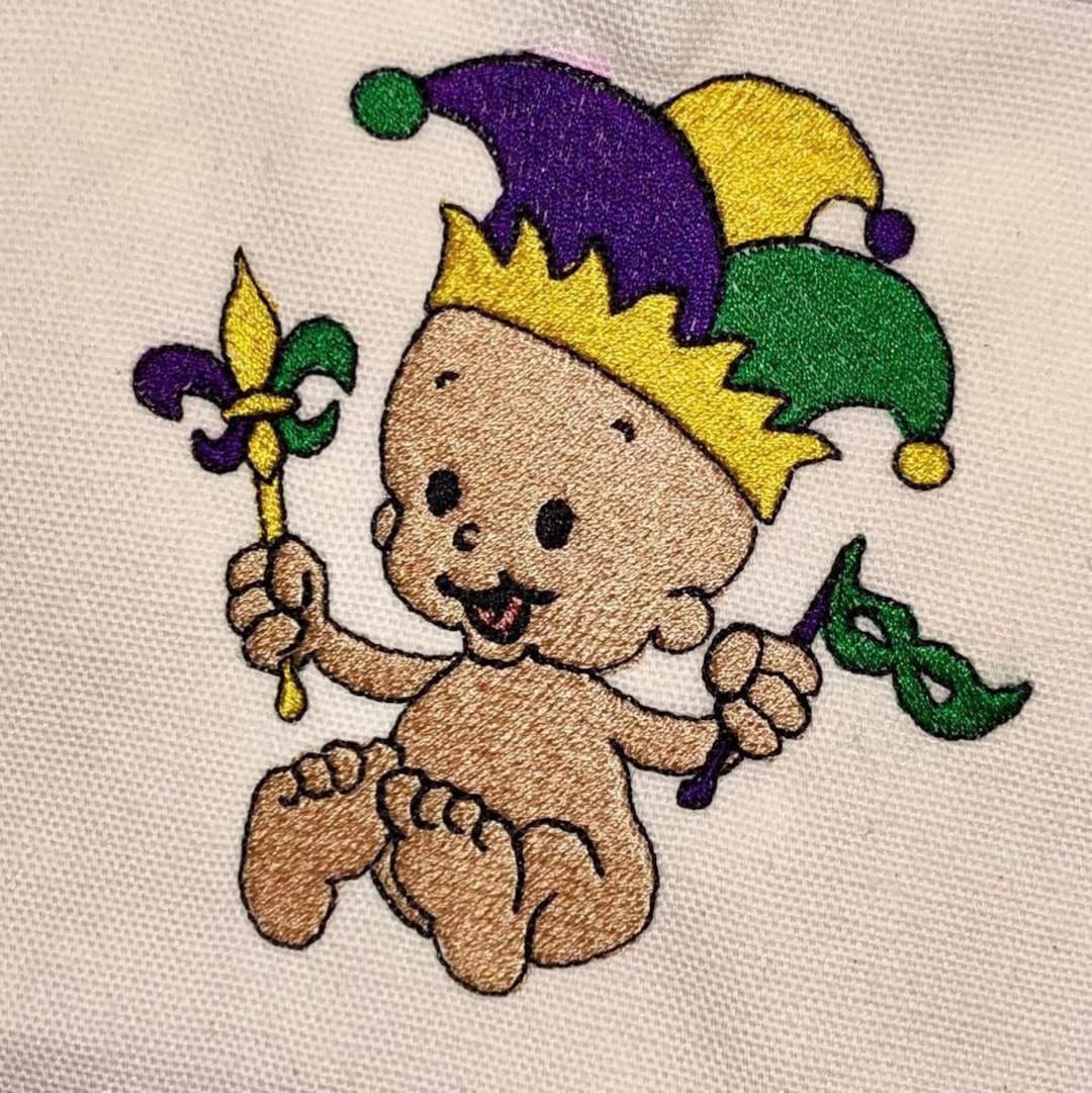 Lulu Bebe Mardi Gras Puppy & King Cake Embroidered Pete Shortall main image 1