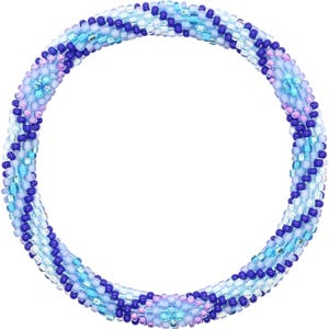 Ocean Coastal Bracelet | Handmade Nepal Bracelet | Glass Seed Bead Iridescent Blue Bracelet | Artisan Stacking Layering Plus Size Bracelet