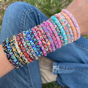 Nepali Beadwork Bracelet Grab Bag Handmade Bracelets for Women Nepal Beaded Bracelet Assorted Set of 6 in CONFETTI theme image 2