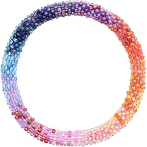 Bracciale Nepal con perline di vetro fatte a mano / Bracciale impilabile Boho colorato con toni gioiello / Bracciale adatto all'artrite / Bracciale taglie forti