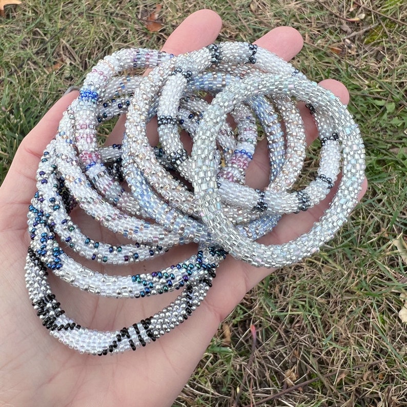 Nepal Glass Bead Winter Bracelet Set – Stackable Holiday Bracelets - Etsy