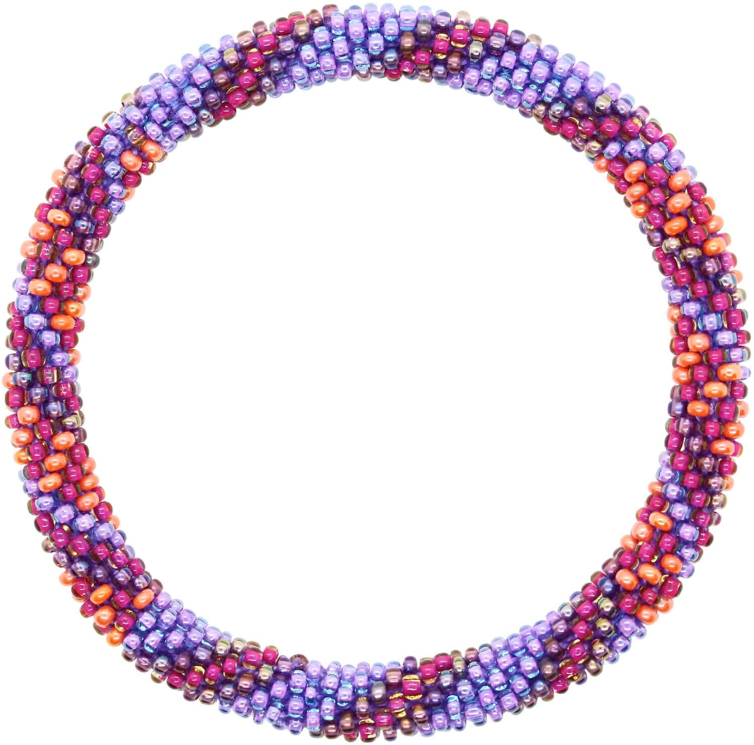 Purple Nepali Seed Bead Bracelet | Arthritis Friendly Stacking Layering Bracelet | Metal Free Crocheted Nepal Jewelry for Women