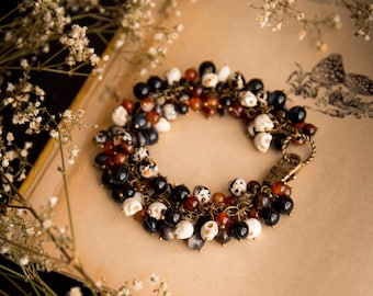 Samhain Embers | Pagan Witch Bracelet, Black Agate & Red Agate Bracelet, Samhain Jewelry, Seasonal Ritual Jewellery, Autumn Witch Gift