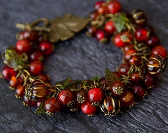 Autumn Harvest Charm Bracelet, Pagan Woodland and Forest Ritual Jewellery
