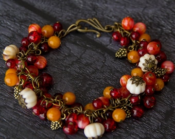 Fruits of the Earth Charm Bracelet. Earthy abundance jewellery. Sacred feminine symbolic charm Bracelet. Pagan Ritual Jewellery