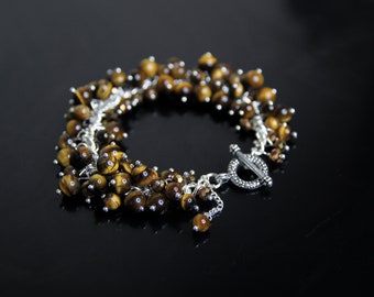 Tiger’s Eye Cluster Bracelet – Golden Brown Gemstone Ritual Jewellery for Protection, Focus and Manifestation
