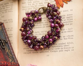 The Harvest Queen | Garnet Cluster Bracelet, Mabon Bracelet, Pagan Jewellery | Harvest Witch | Sabbat Inspired Pagan Jewelry