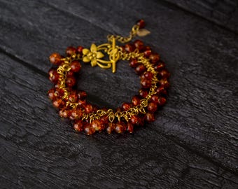 Burnt Orange Beaded Bracelet, Autumn Jewellery, Nature Inspired bracelet, Seasonal Jewelry