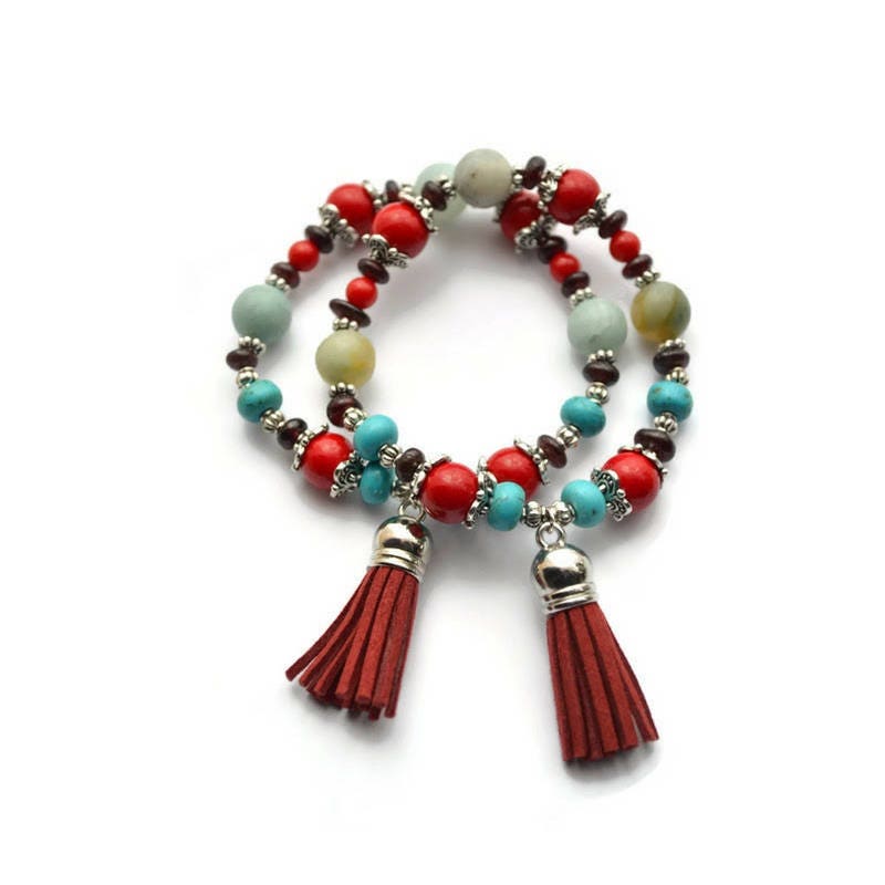 Tassel Bracelet. Tibetan Jewelry Stretchy Bracelet. Ethnic - Etsy UK