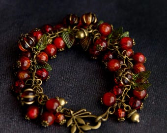 Autumn Harvest Charm Bracelet, Pagan Woodland and Forest Ritual Jewellery