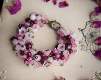 Rose of the Hedgewitch Bracelet | Rose Quartz & Garnet Love Bracelet | Witchy Pagan Jewellery | Witchy Gift for Her
