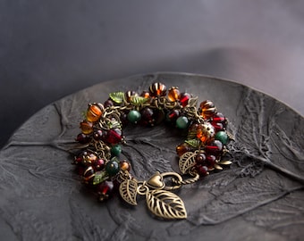 The Greenwood Witch - Pagan Woodland Charm Bracelet – Earthy Beaded Ritual Jewellery, Forest Symbolism, Autumn Witch Style