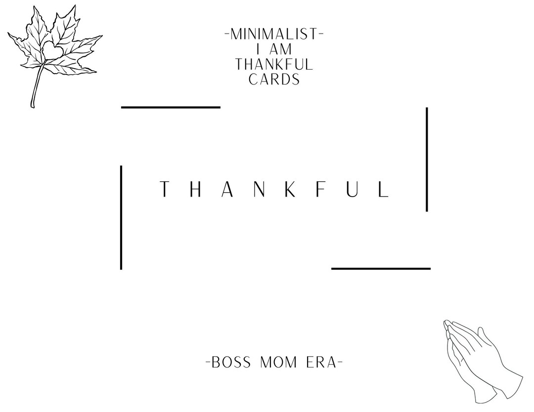 Minimalist I AM Thankful Printable Cards (blank) - Etsy