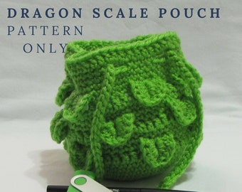 Pattern - Dragon Scale Pouch - Fantasy Crochet - Crocodile Stitch - Dragon Egg