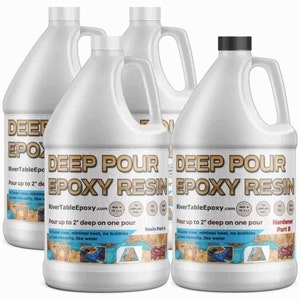 River table epoxy resin, deep pour epoxy, live edge tables, large castings, bubble free, easy mixing - 4 Gallons