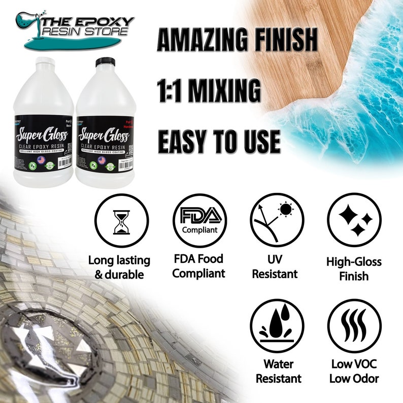 Crystal Clear Epoxy Resin: High Gloss Coating, UV Stable image 2