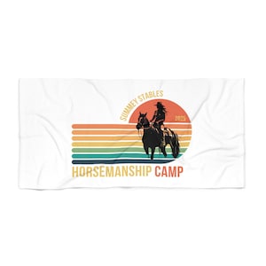 Vintage Horse Camp Beach Towel | Summer Fun | Perfect for Horse Lovers, Beach Days, Camping, Gifts