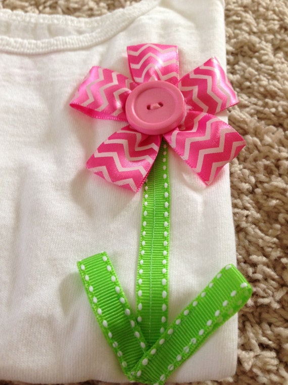 Items similar to Flower Ribbon Button Shirt / tee toddler clothing on Etsy
