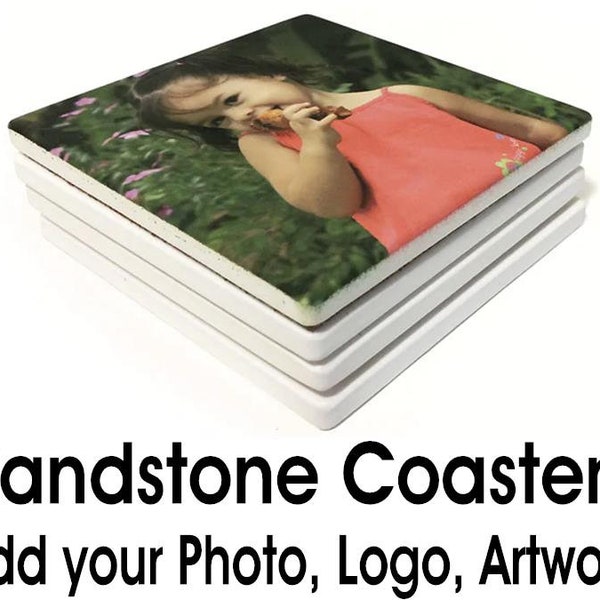 Custom Sandstone Coasters with Cork | Photo | Artwork | Logo | Custom Coasters |  Photo Coasters | Personalized