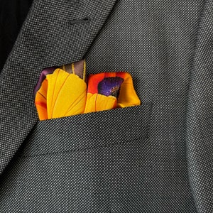 Orange Poppy Flower Silk Satin Pocket Square image 5