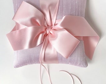 Pink Silk Dupioni Luxe Bow Ring Bearer Pillow