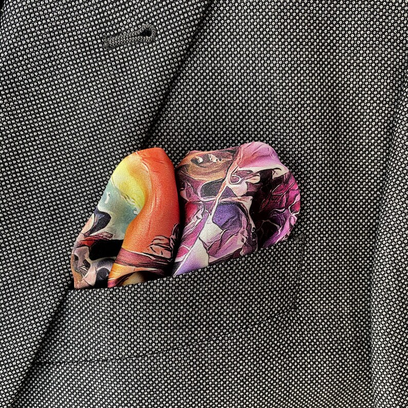 Art Series Reverie Sunset Silk Satin Pocket Square Gift For Men Handkerchief image 6