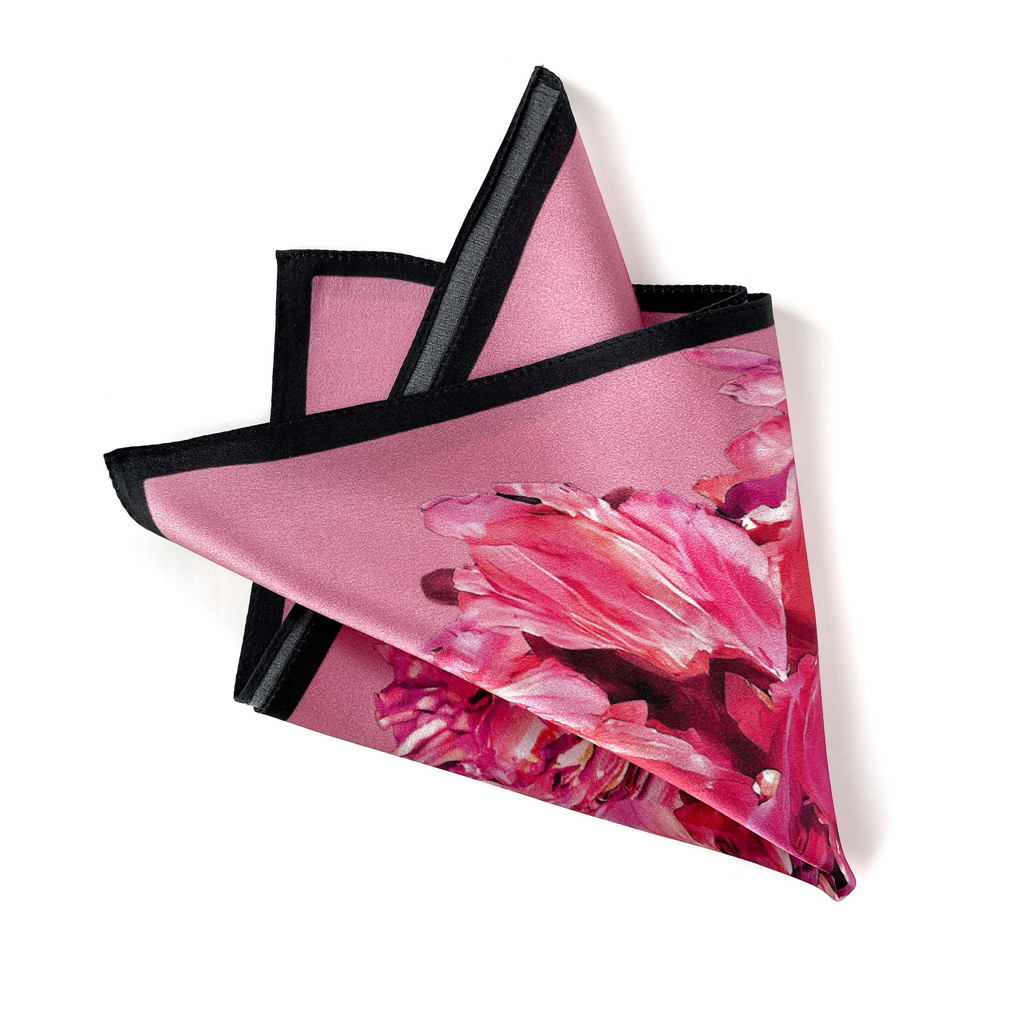 Art Series Dark Pink Peony Silk Satin Pocket Square Gift for Men Handkerchief Etsy Canada