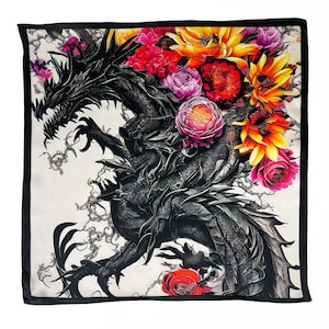 Art Series - Ash and Birth - Dragon Floral Silk Satin Pocket Square