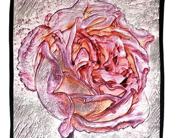 Art Series - Museum Rose - Pink and Black Silk Satin Pocket Square Gift For Men