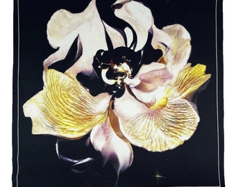 Art Series - Ghost Iris - Silk Satin Pocket Square Gift For Men Handkerchief