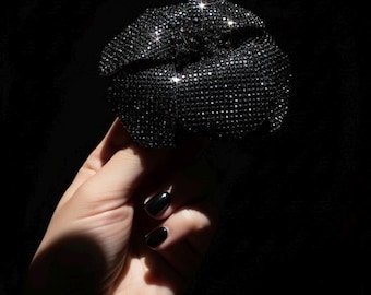 Starlight Sparkle Couture Black Crystal Flower Pin Brooch