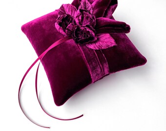 Couture Fuchsia Velvet Ring Bearer Pillow
