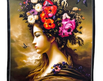 Art Series - The Empress - Floral Woman Empress Silk Satin Pocket Square