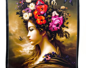 Art Series - The Empress - Floral Woman Empress Silk Satin Pocket Square