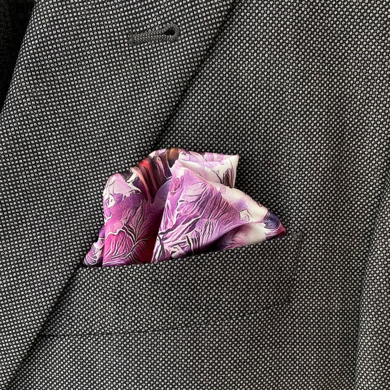 Art Series Reverie Sunset Silk Satin Pocket Square Gift For Men Handkerchief image 2