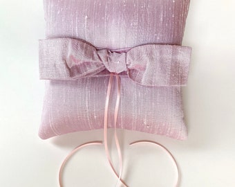 Taylor Simple Pink Silk Dupioni Bow Ring Bearer Pillow