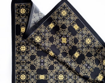 Evergreen Black and Gold Silk Pocket Square Gift For Men Handkerchief