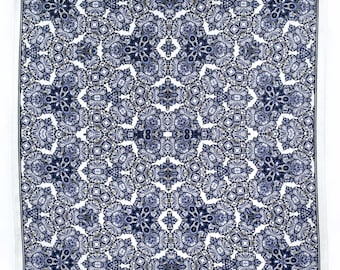 Blue Forces Floral Silk Pocket Square Gift For Men Handkerchief