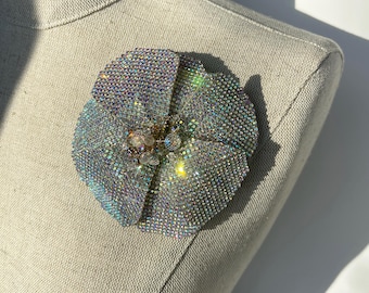 Starlight Couture White AB Crystal Flower Pin Brooch