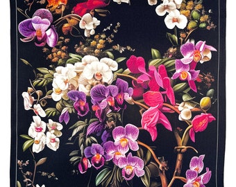 Abundant Orchid Purple Flower Silk Satin Pocket Square