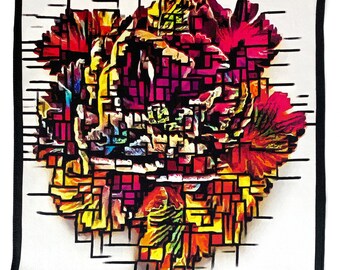 Art Series - Fading Constraints - Bright Flower Silk Satin Pocket Square Gift For Men Handkerchief