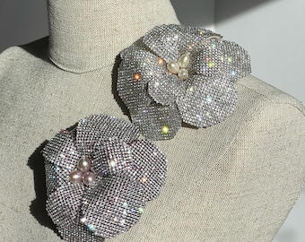 STARLIGHT Sparkle Couture Crystal Pearl Gemstone Centered Flower Brooch