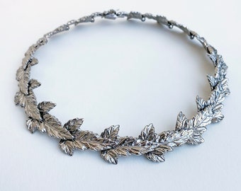 Solid Sterling Silver Prosperity Wreath Leaf Necklace