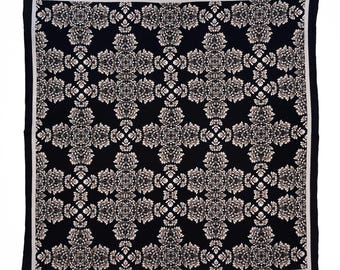 Black Fern Silk Pocket Square: Double Sided Handkerchief with Hand Rolled Edge