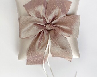 Alena Lavender Champagne Silk Satin Dupioni Bow Ring Bearer Pillow